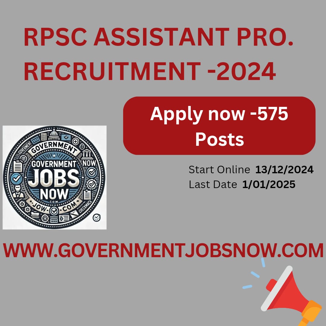 RPSC 575 Assistant Professors Recruitment 