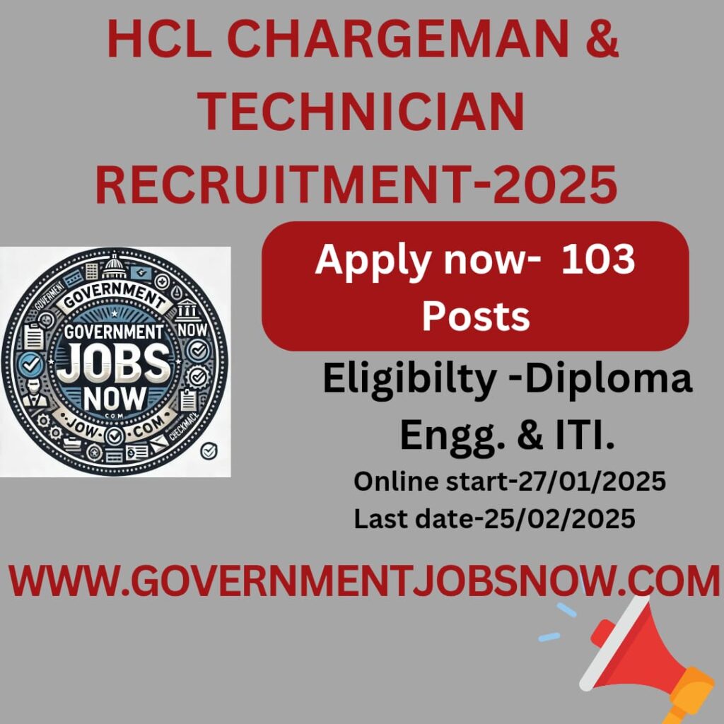 HCL Chargeman and Technician Recruitment 2025