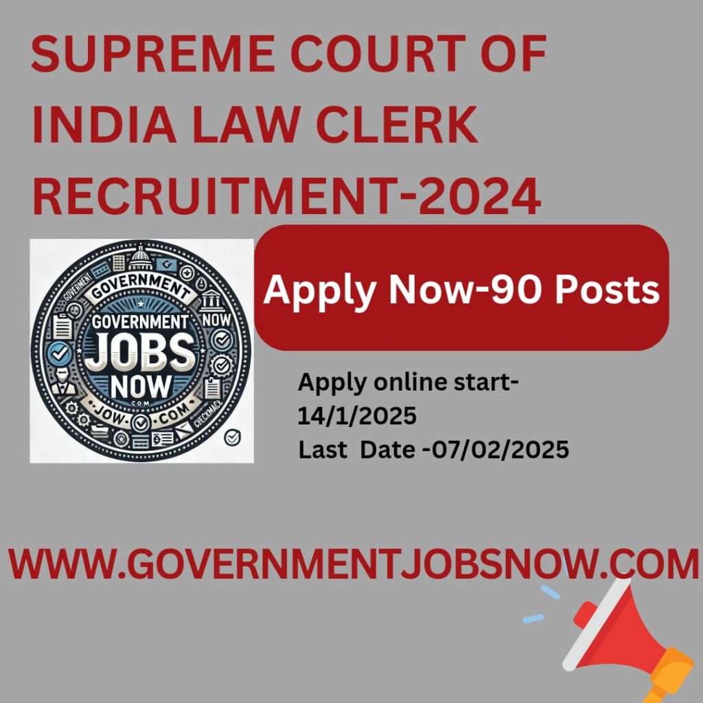 Supreme Court Of India Law Clerk cum Research Associate Recruitment 2025