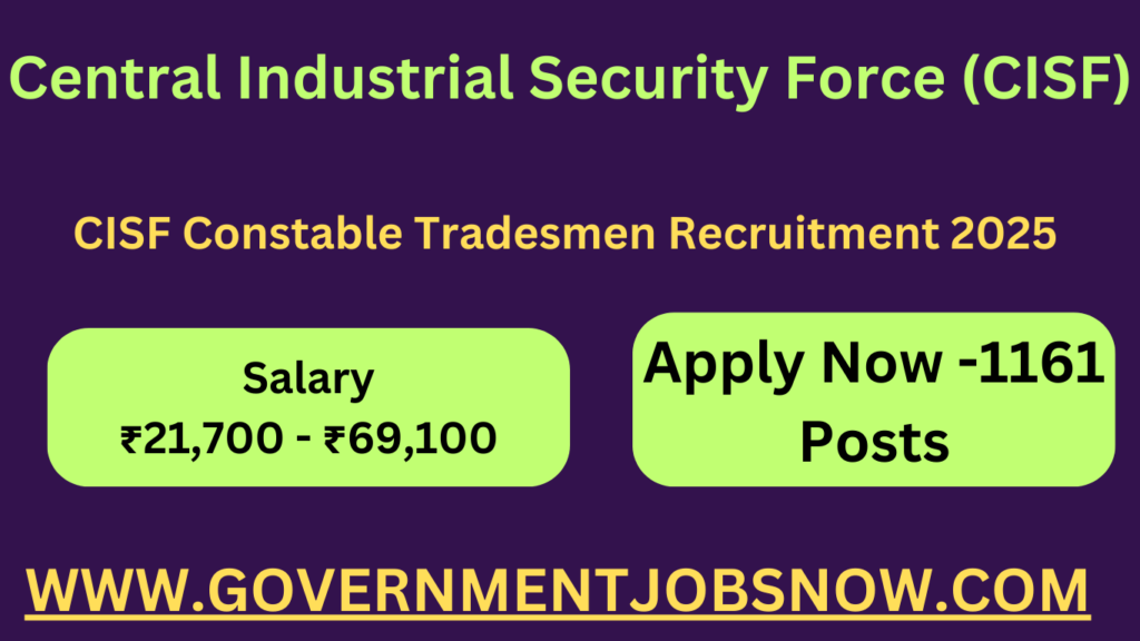 CISF Constable Tradesmen Recruitment 2025