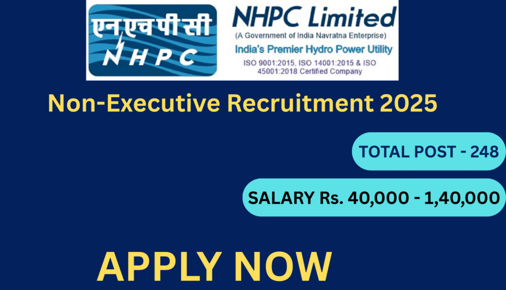 NHPC Non-Executive Recruitment 2025: Apply Online for 248 Junior Engineer, Accountant, and Other Posts 1 NHPC Non-Executive Recruitment 2025