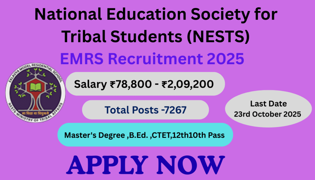 EMRS Recruitment 2025: Apply Online for 7267 Principal, PGT, TGT, and Non-Teaching Posts 1 EMRS Recruitment 2025