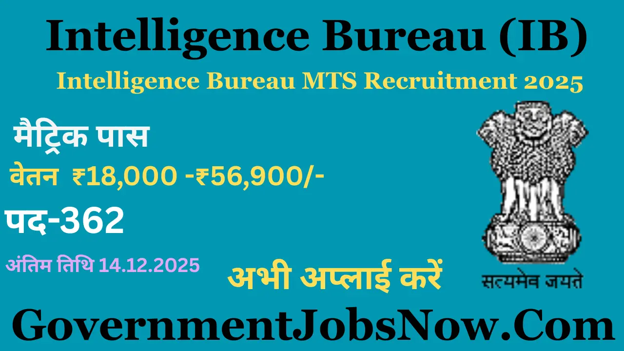 Intelligence Bureau MTS Recruitment 2025