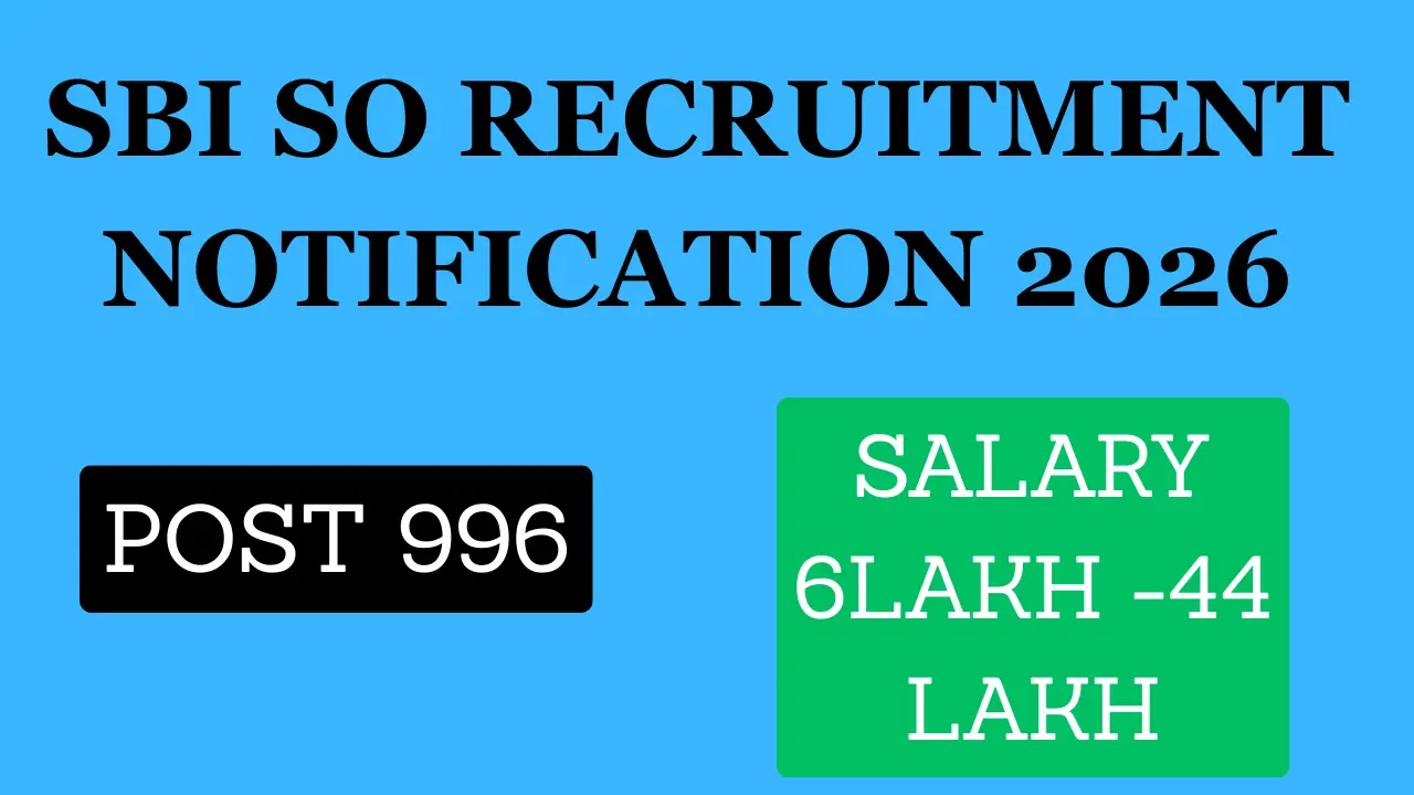 SBI SO Recruitment Notification 2026