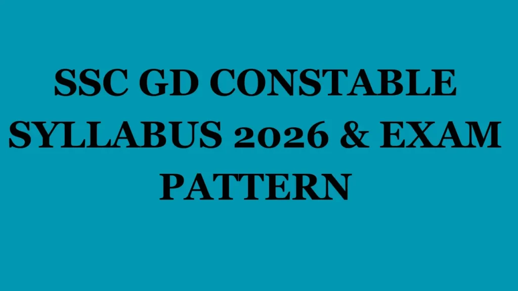 SSC GD Constable Syllabus 2026