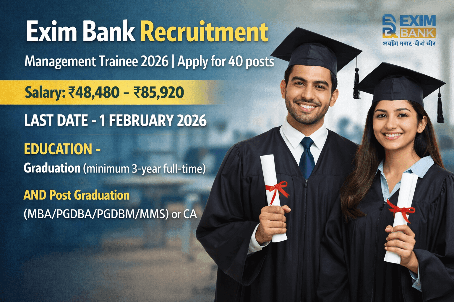 Exim Bank Recruitment Management Trainee 2026